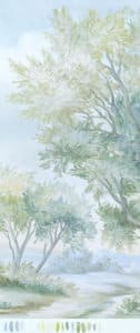 Sample of blue hue billowy tree from a hand painted landscape scenic mural