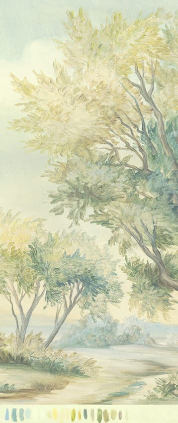 Lush green scenic mural wallpaper panel