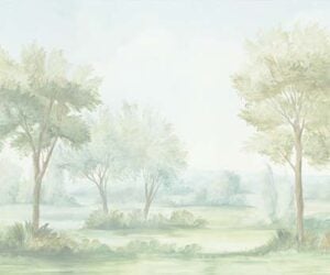 Soft misty painted landscape with trees