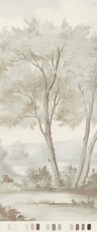 Sepia scenic mural wallpaper panel